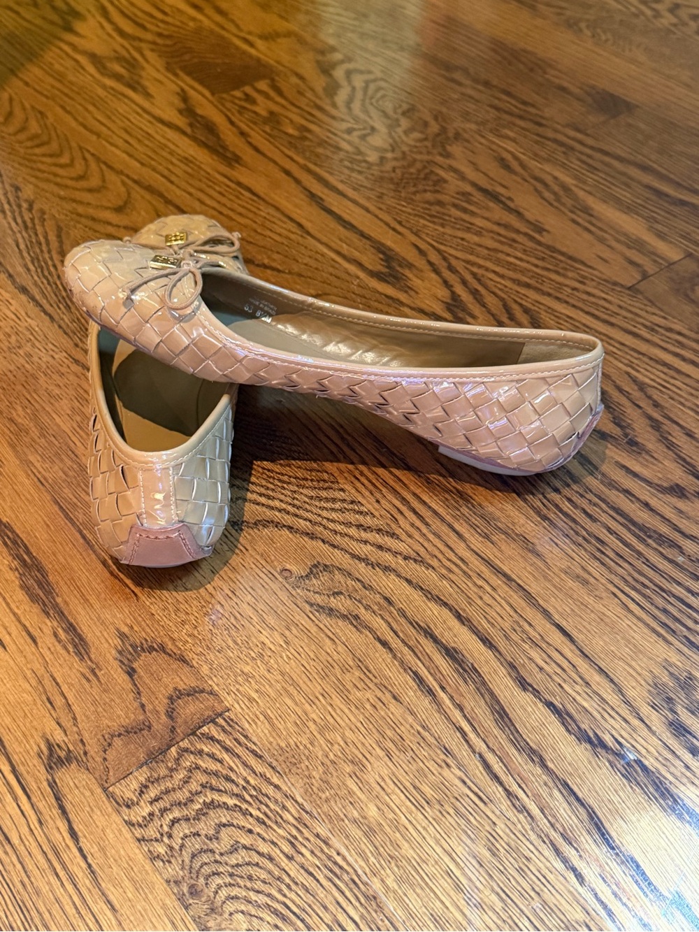Tory Burch Nude Patent Woven Ballet Flats